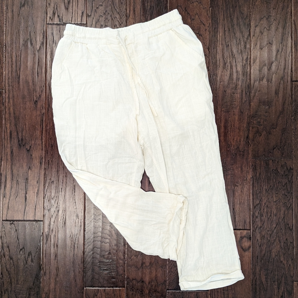 COMO VINTAGE white linen blend lightweight pants